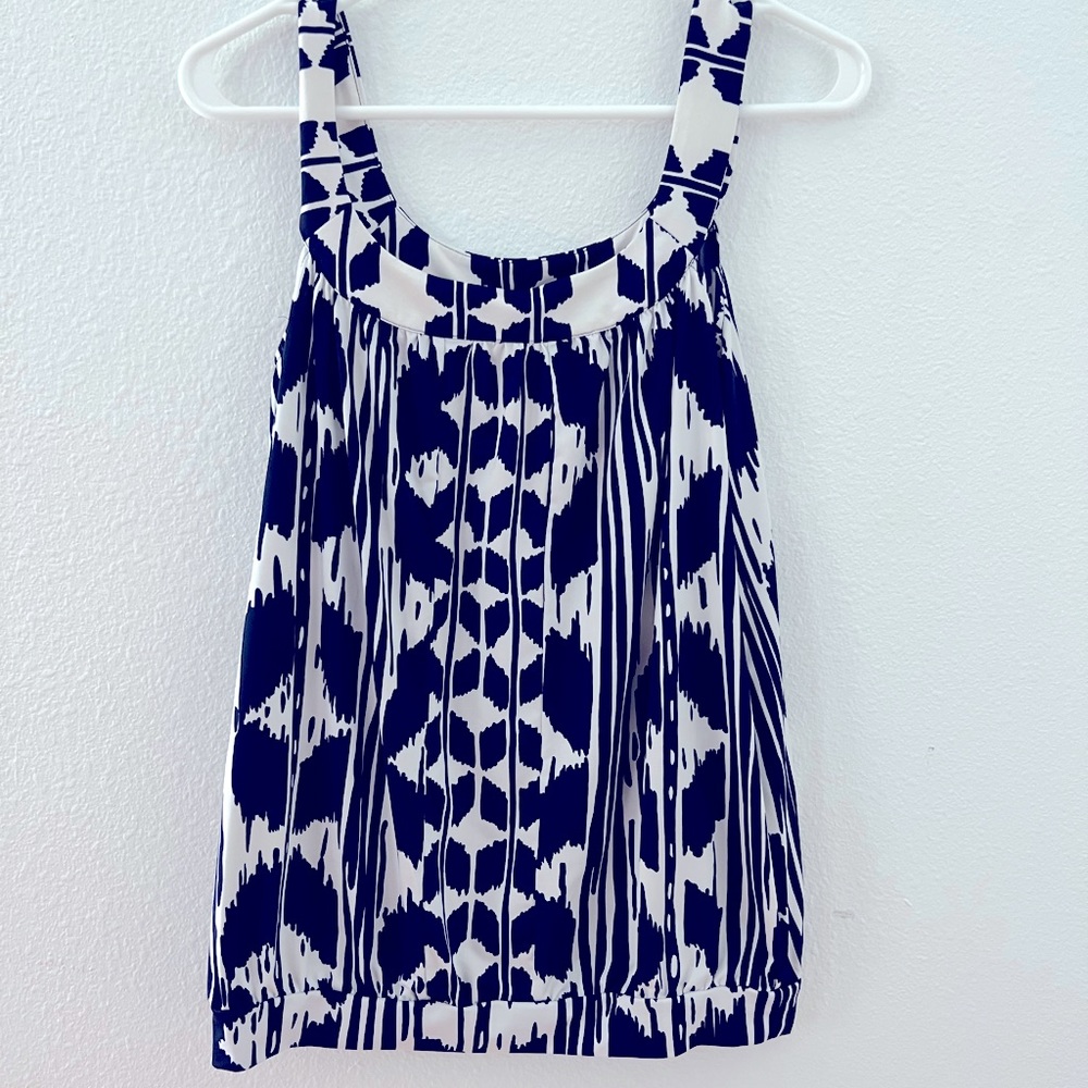 INC navy and white sleeveless top